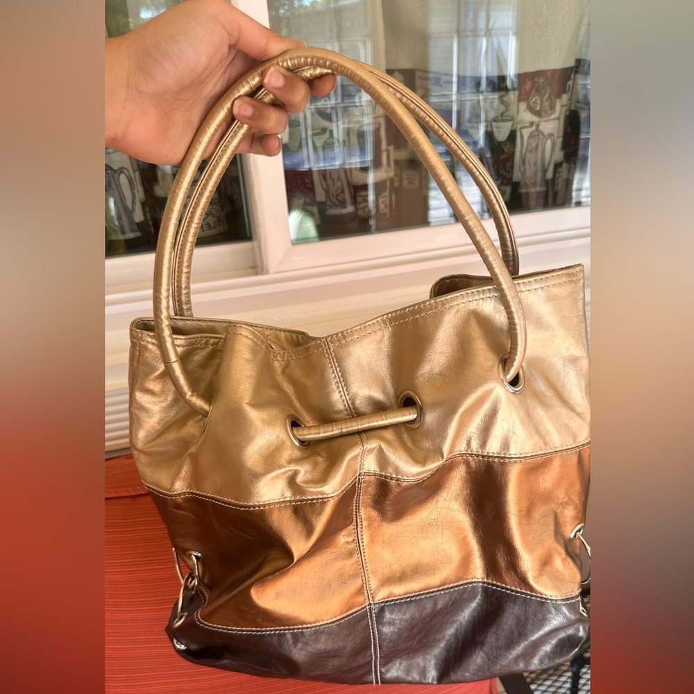 Vintage chateau y2k bucket tote bag metallic
